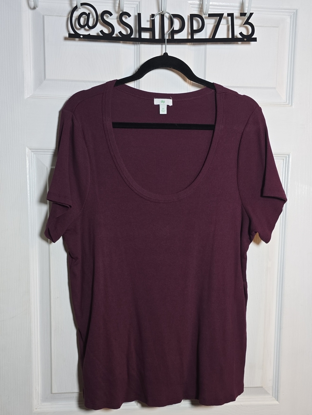 dip 2X Scoop Neck Short Sleeve Tee — Burgundy Plum